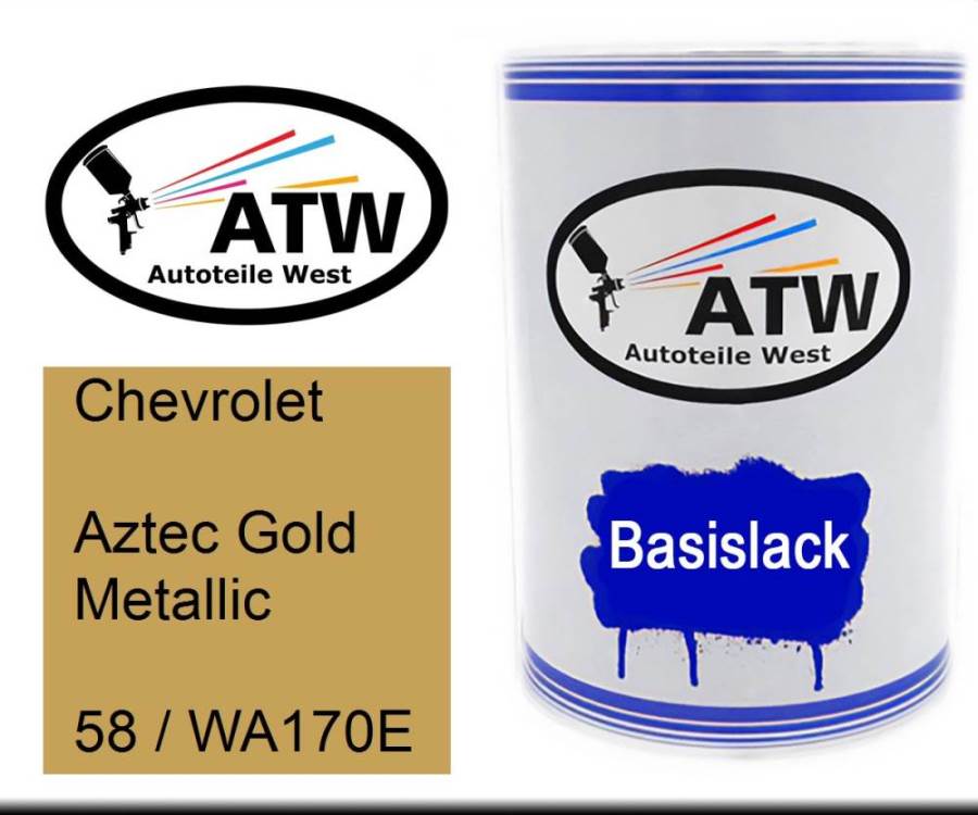 Chevrolet, Aztec Gold Metallic, 58 / WA170E: 500ml Lackdose, von ATW Autoteile West.